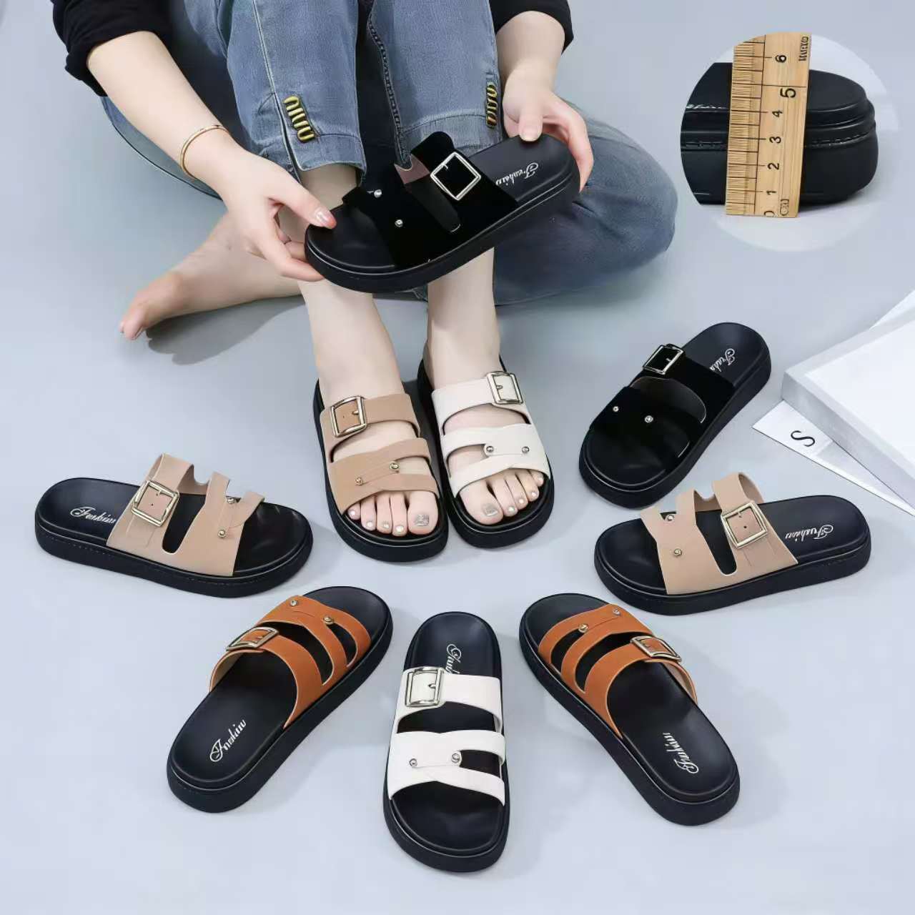 Ladies fashion  open wedge slippers
